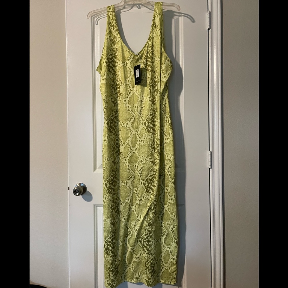 Green snake skin maxi dress
